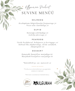 suvine menüü. valmis
